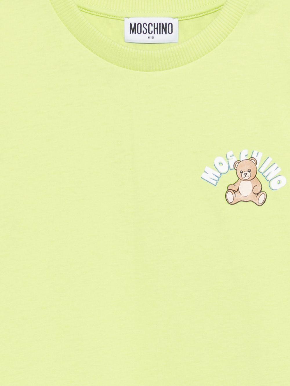 T-shirt per bambini Moschino Kids verde con stampa Teddy Bear - Rubino Kids