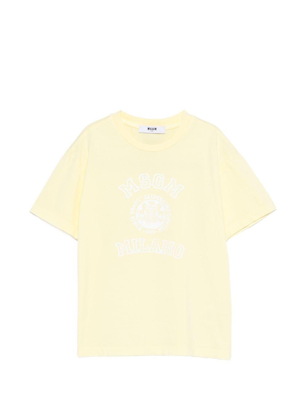T-shirt per bambini MSGM Kids giallo con stampa sul davanti - Rubino Kids