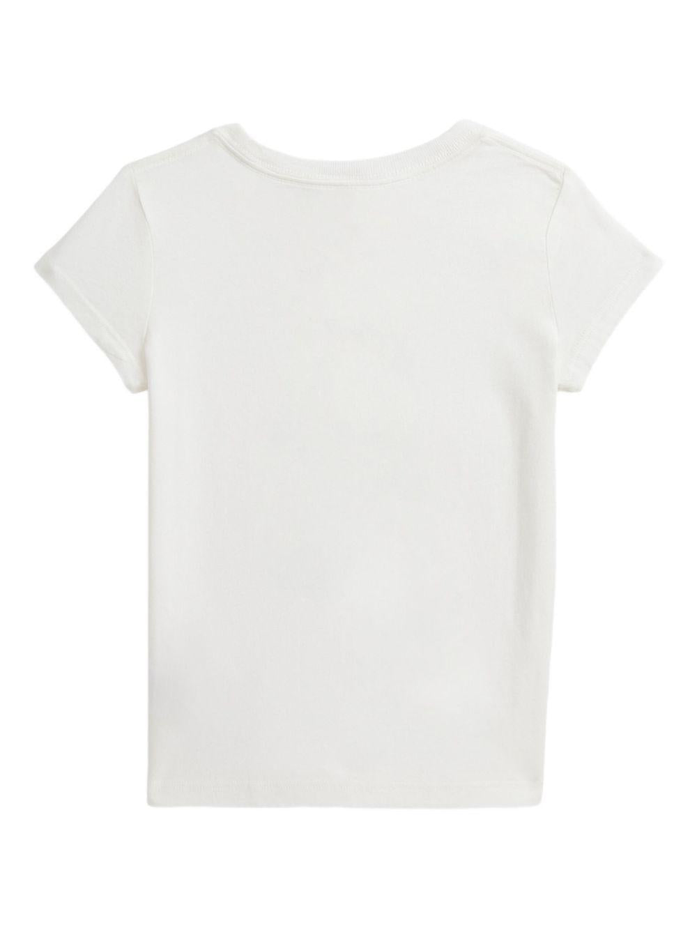 T-shirt per bambini POLO RALPH LAUREN KIDS bianco con motivo Polo Bear - Rubino Kids