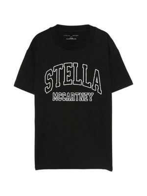 T-shirt per bambini Stella McCartney Kids nera con logo sul davanti