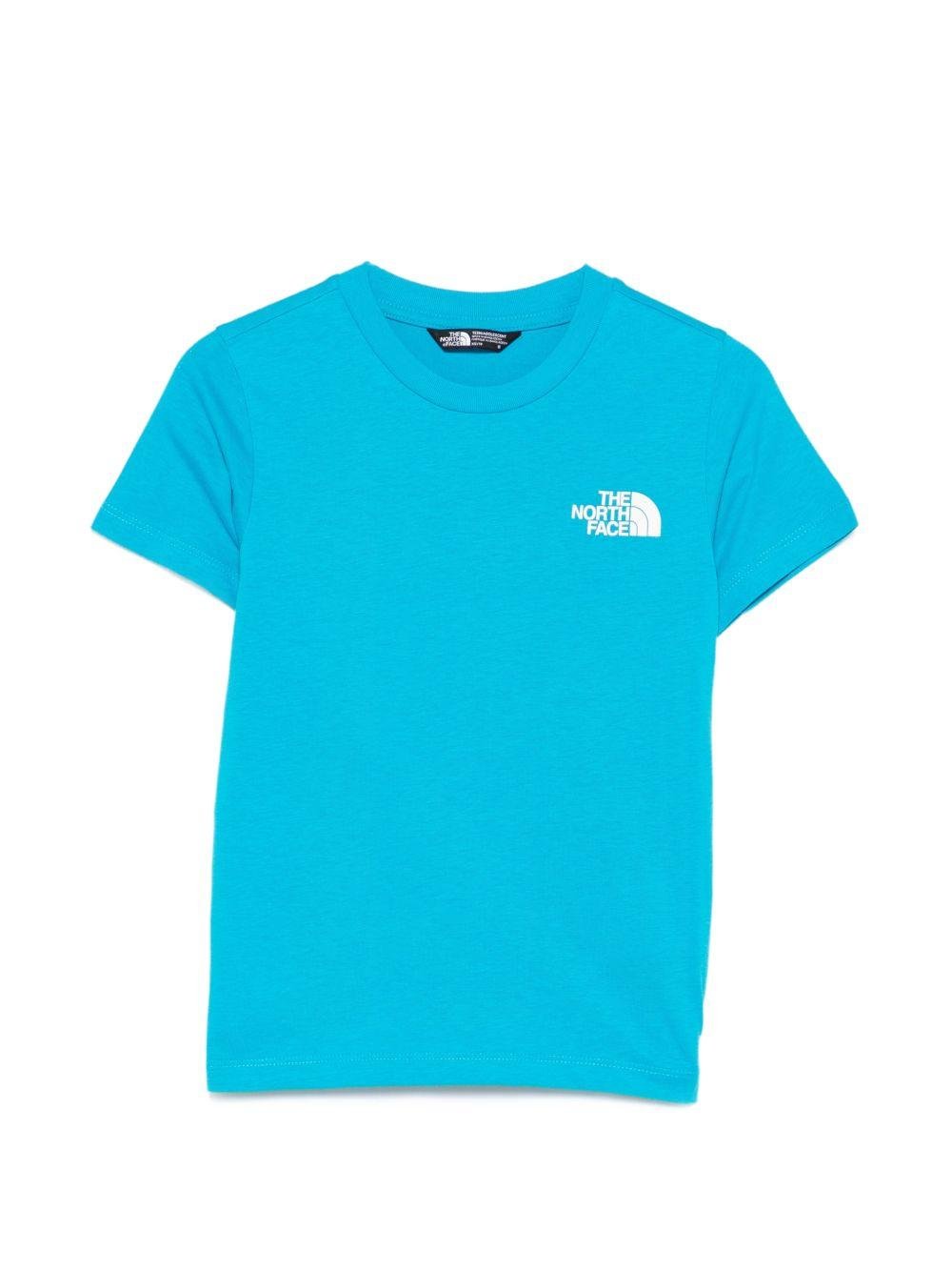 T-shirt per bambini The North Face Kids azzurra con logo sul davanti - Rubino Kids