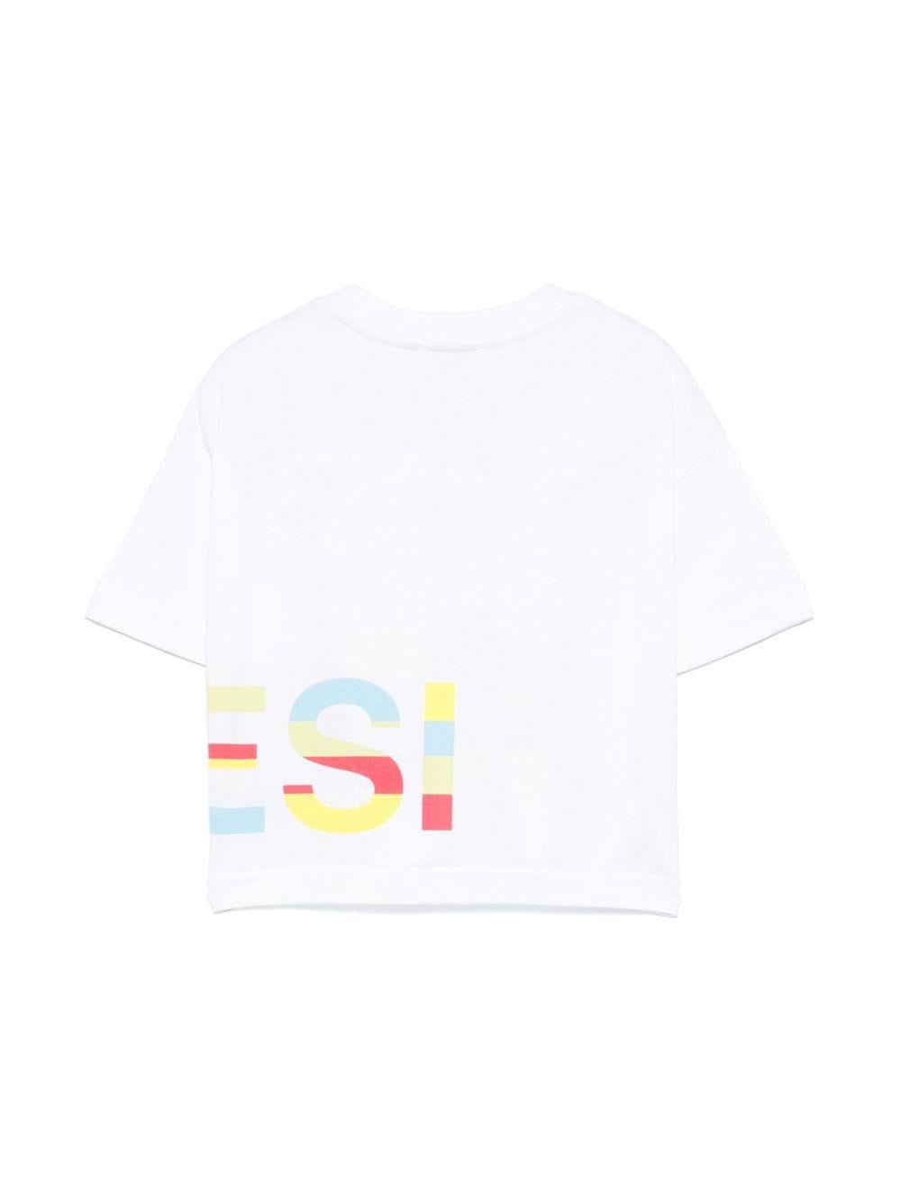 T-shirt per bambino Aspesi Kids bianco in cotone con stampa con logo sul davanti - Rubino Kids