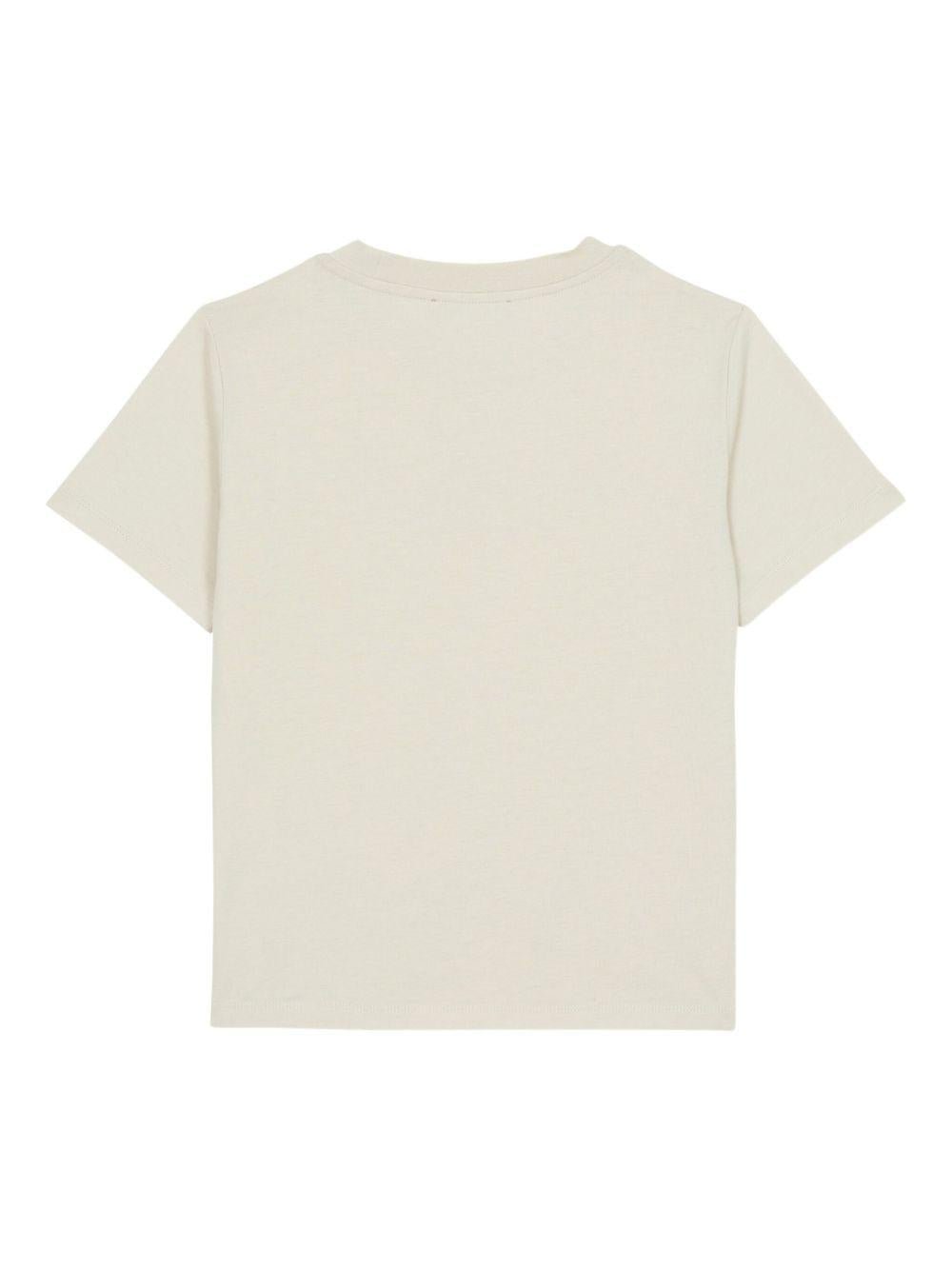 T-shirt per bambino Balmain Kids beige con stampa con logo sul davanti - Rubino Kids