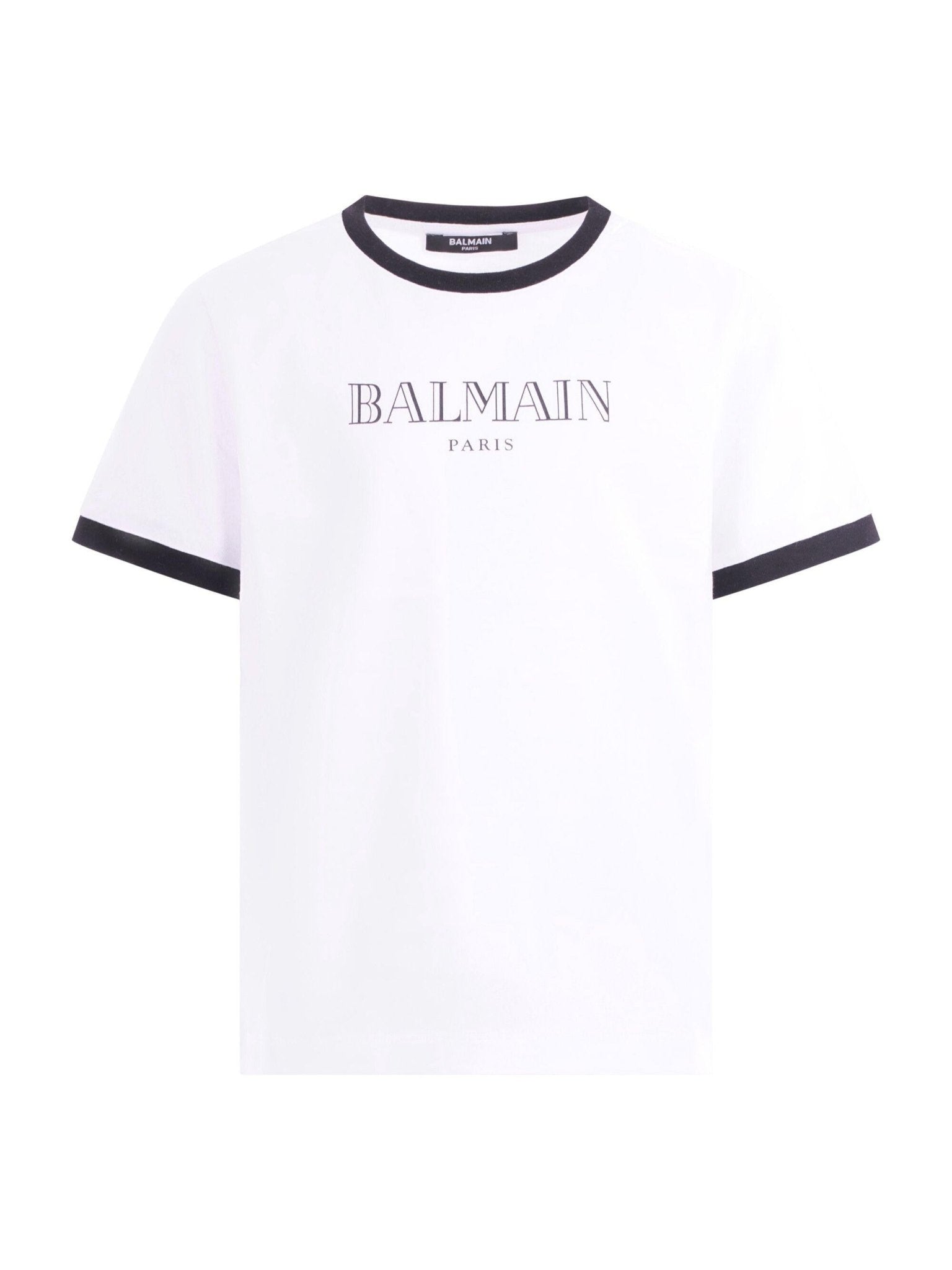 T-shirt per bambino Balmain Kids bianca con dettagli a contrasto - Rubino Kids