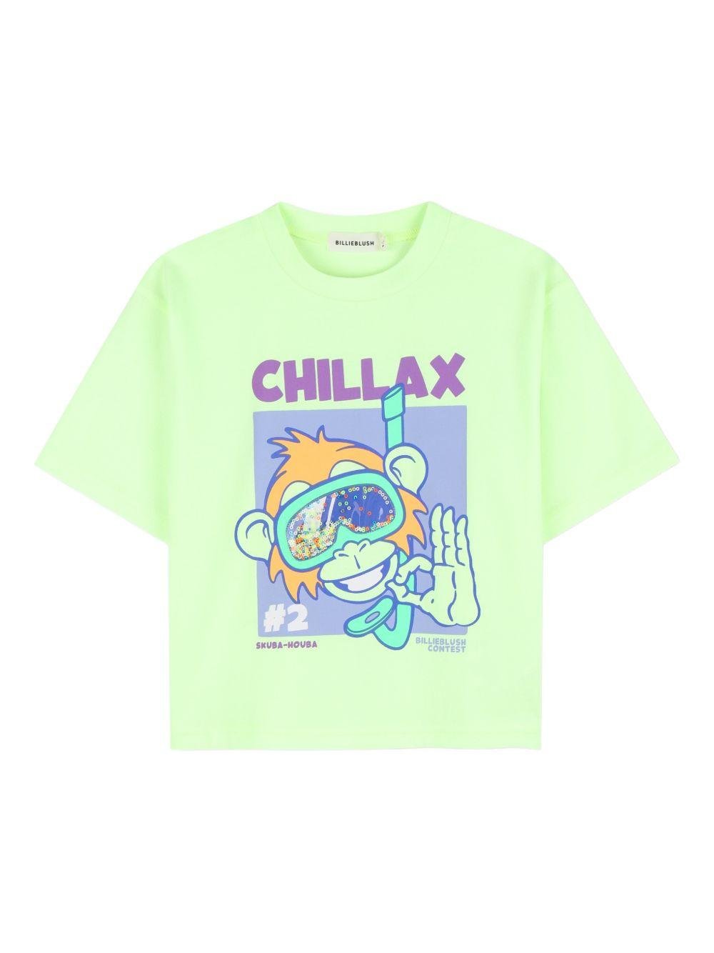 T-shirt per bambino Billieblush verde con stampa grafica - Rubino Kids