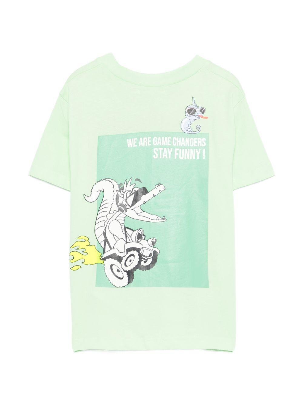 T-shirt per bambino Billieblush verde con stampa grafica - Rubino Kids