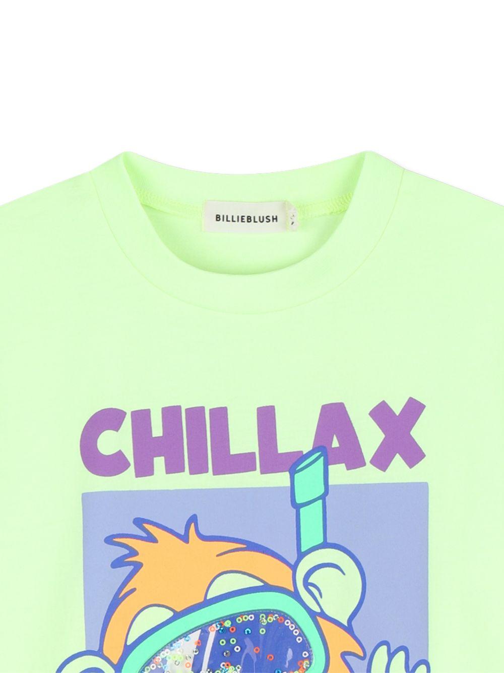 T-shirt per bambino Billieblush verde con stampa grafica - Rubino Kids