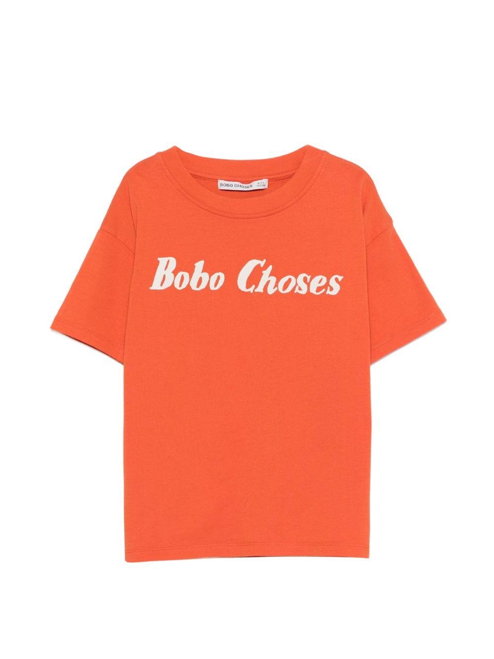 T-shirt per bambino Bobo Choses arancione con scritta logo sul davanti - Rubino Kids