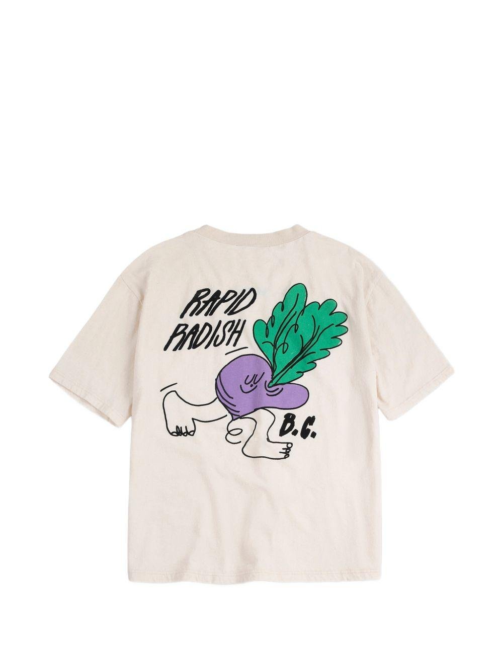 T-shirt per bambino Bobo Choses beige con stampa grafica "Rapid Radish" - Rubino Kids