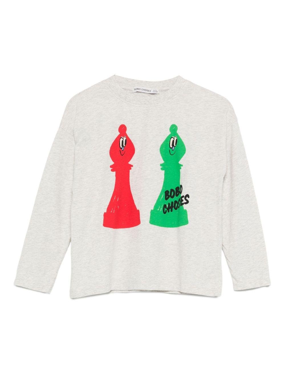 T-shirt per bambino Bobo Choses grigia con stampa scacchi - Rubino Kids