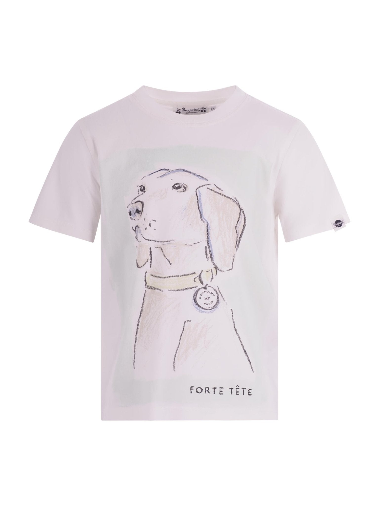 T-shirt per bambino Bonpoint bianca con stampa cagnolino - Rubino Kids