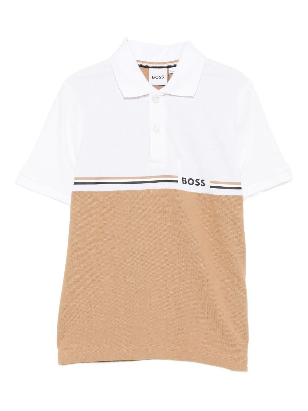 T-shirt per bambino Boss Kids beige a maniche corte - Rubino Kids