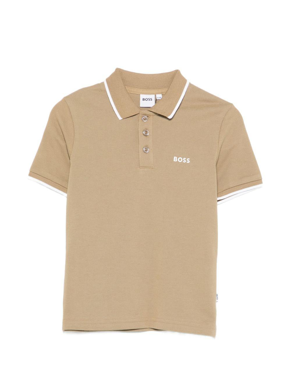 T-shirt per bambino Boss Kids beige con colletto stile polo - Rubino Kids