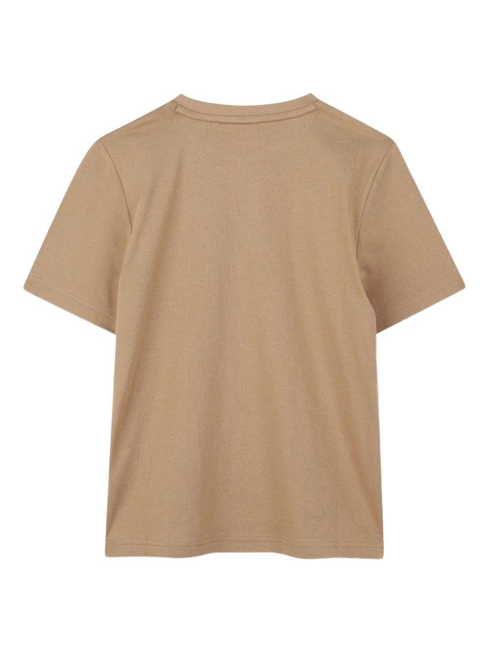 T-shirt per bambino Boss Kids beige con logo a contrasto - Rubino Kids