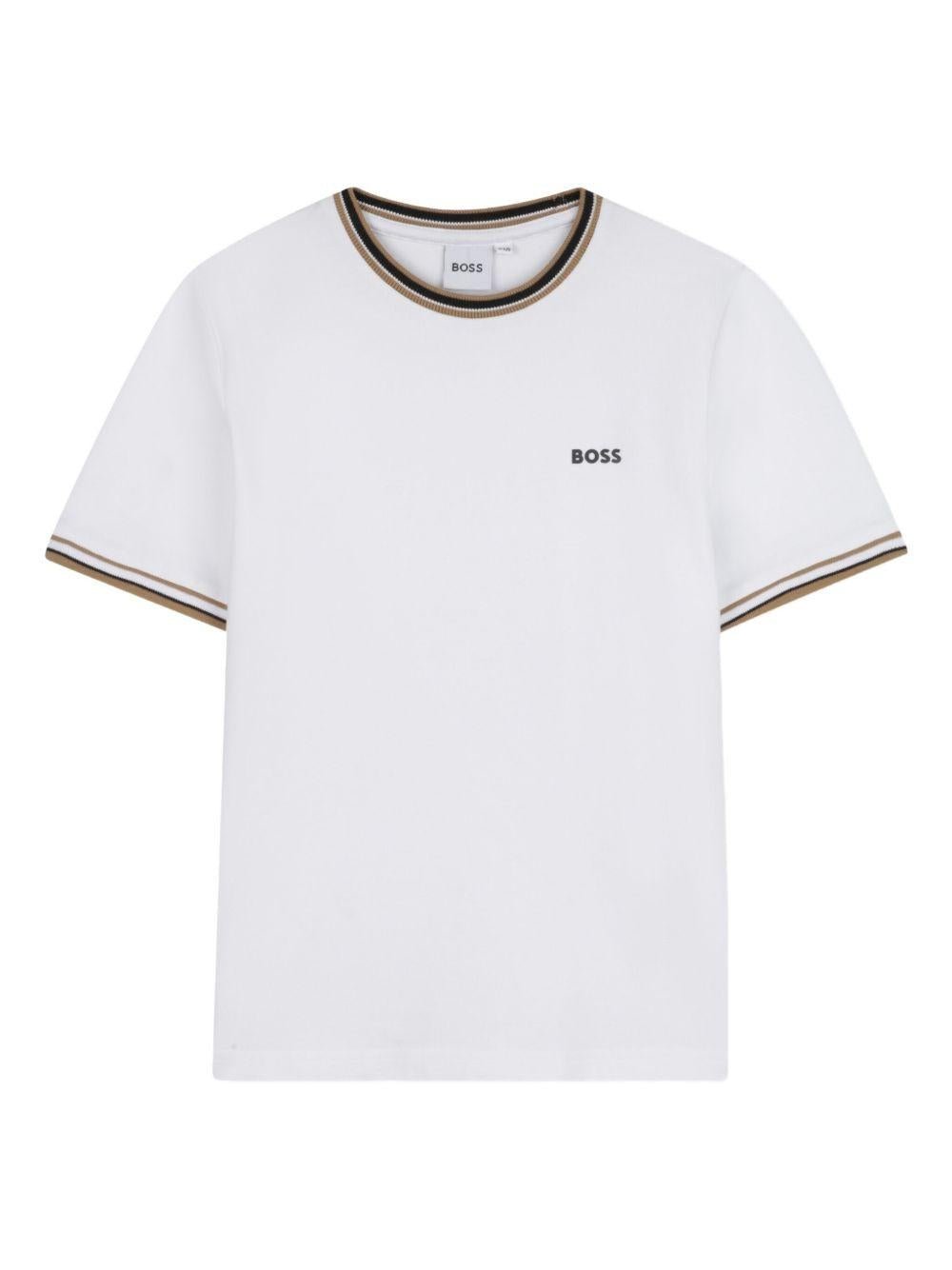 T-shirt per bambino BOSS Kids bianca con logo ricamato - Rubino Kids