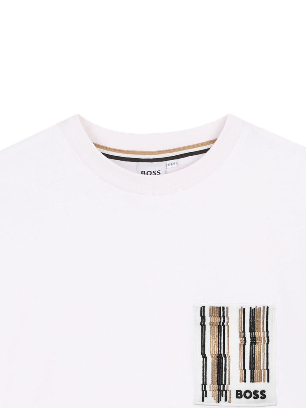 T-shirt per bambino Boss Kids bianco con dettaglio logo - Rubino Kids