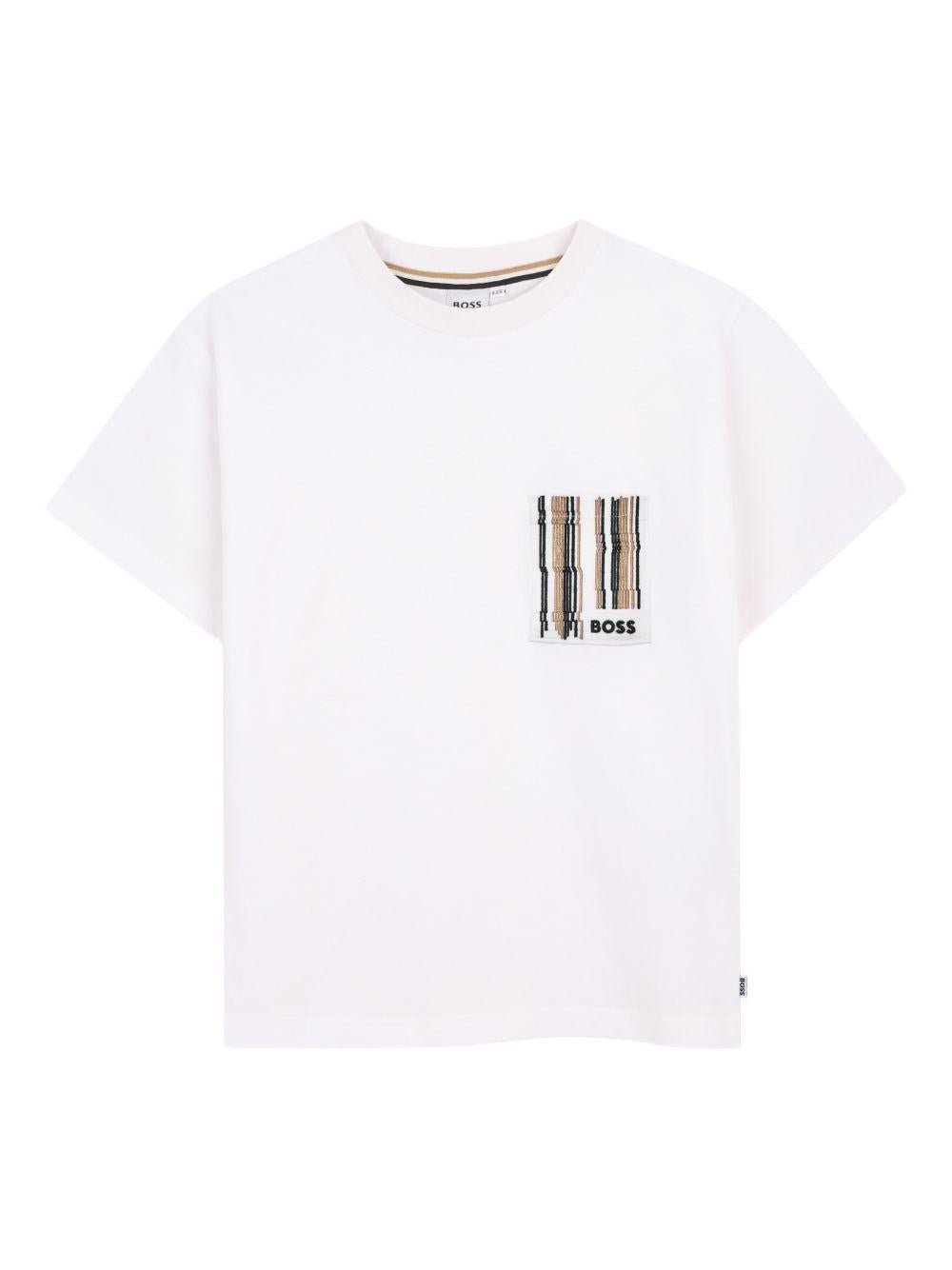 T-shirt per bambino Boss Kids bianco con dettaglio logo - Rubino Kids