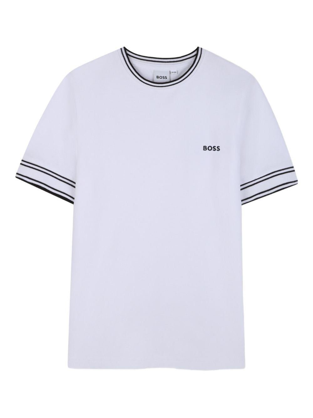 T-shirt per bambino Boss Kids bianco con logo sul petto - Rubino Kids