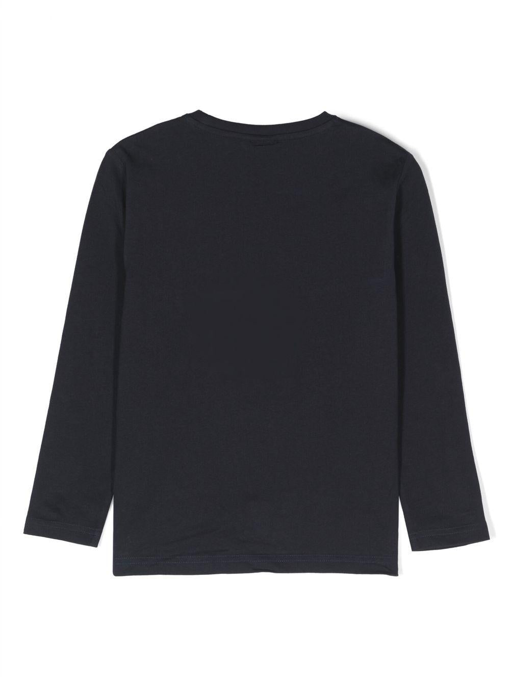 T-shirt per bambino Boss Kids blu con stampa logo sul davanti - Rubino Kids