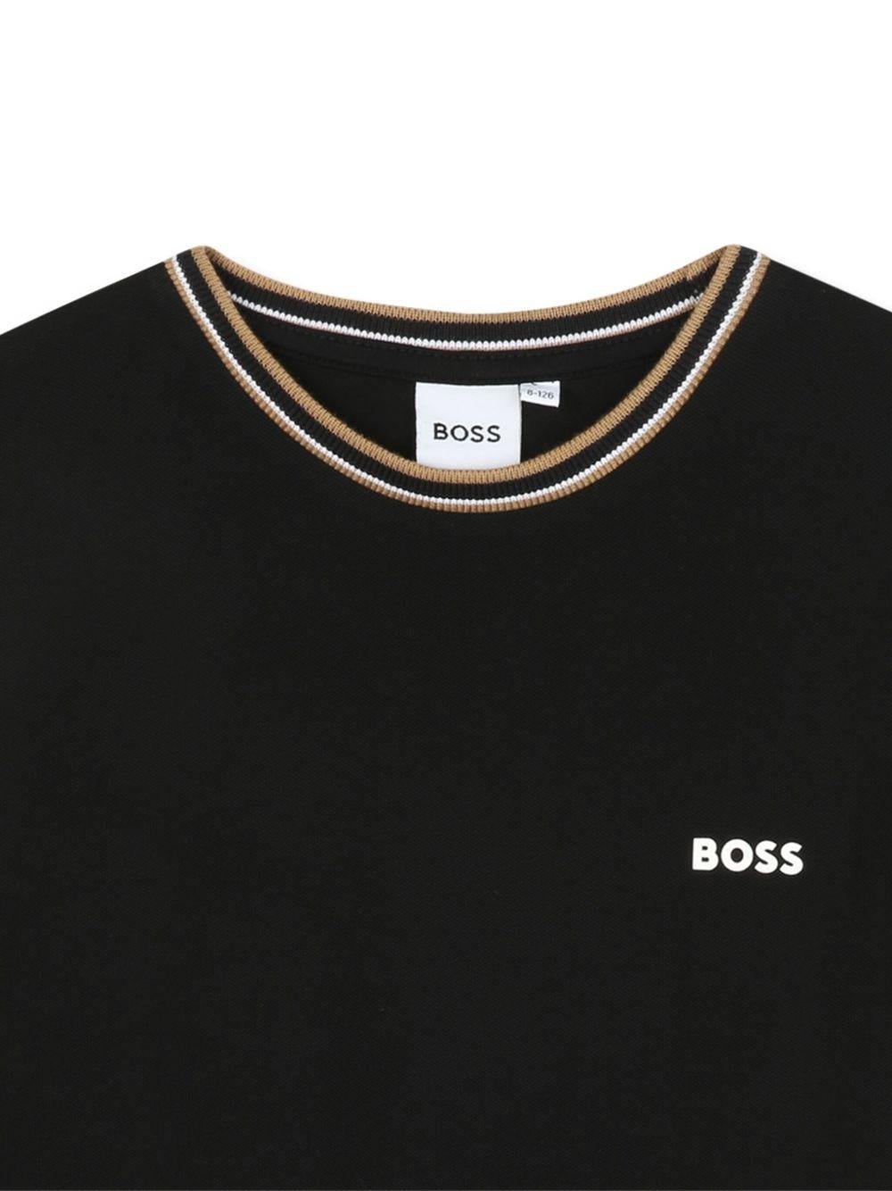 T-shirt per bambino BOSS Kids nera con logo ricamato - Rubino Kids