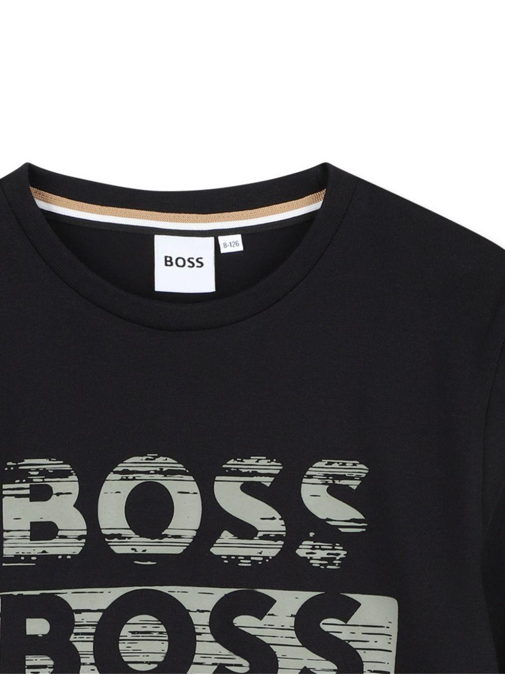 T-shirt per bambino BOSS Kids nera con stampa del logo - Rubino Kids