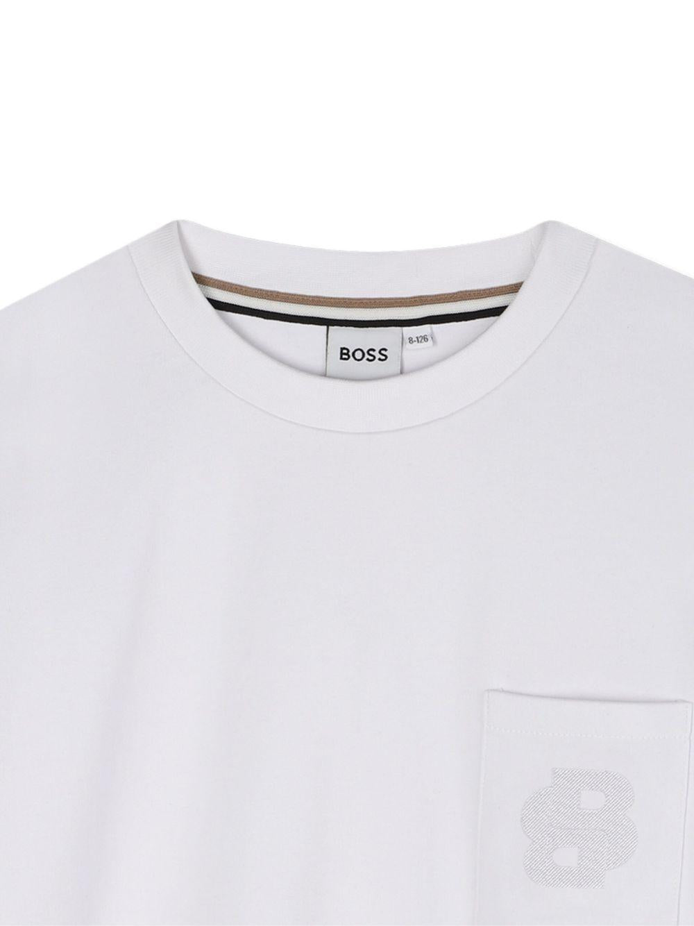 T-shirt per bambino Boss Kidswear bianca con logo ricamato - Rubino Kids