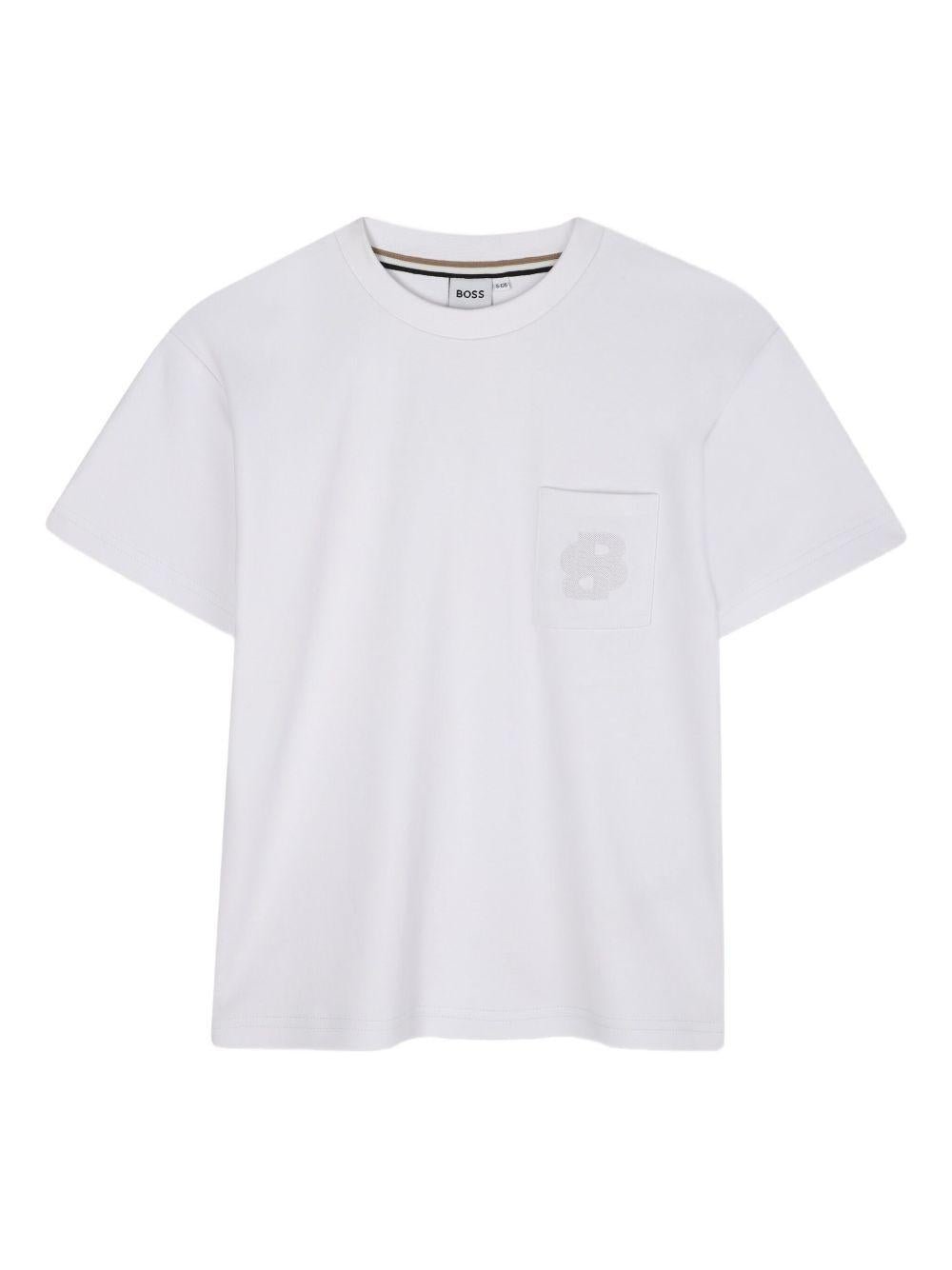 T-shirt per bambino Boss Kidswear bianca con logo ricamato - Rubino Kids