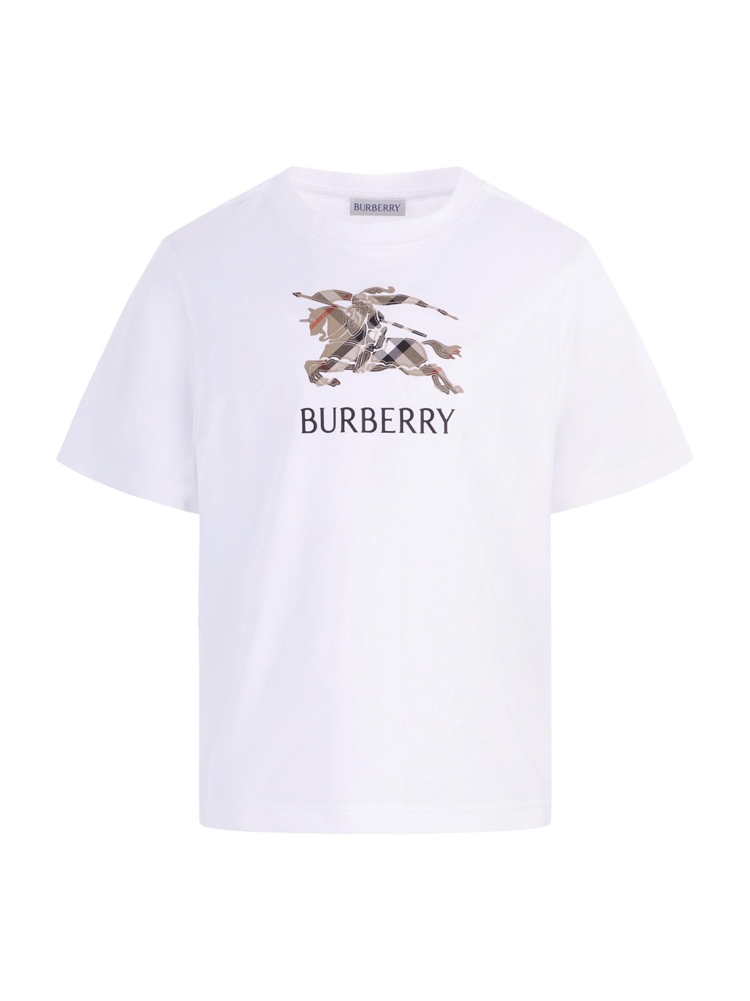 T-shirt per bambino Burberry Kids bianca con stampa grafica sul davanti - Rubino Kids