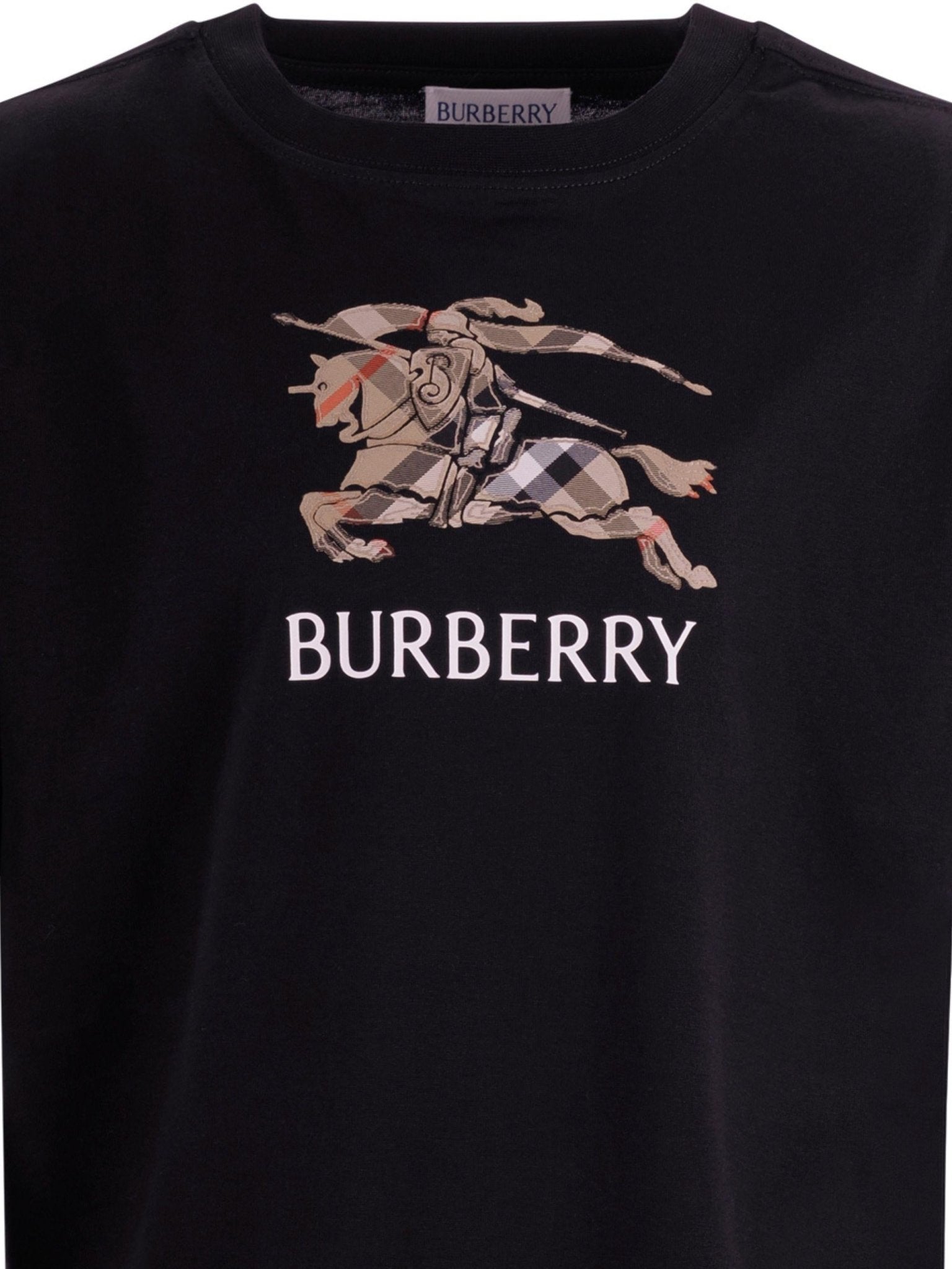 T-shirt per bambino Burberry Kids nera con stampa grafica sul davanti - Rubino Kids