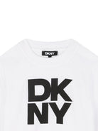 T-shirt per bambino DKNY Kids bianca con logo - Rubino Kids