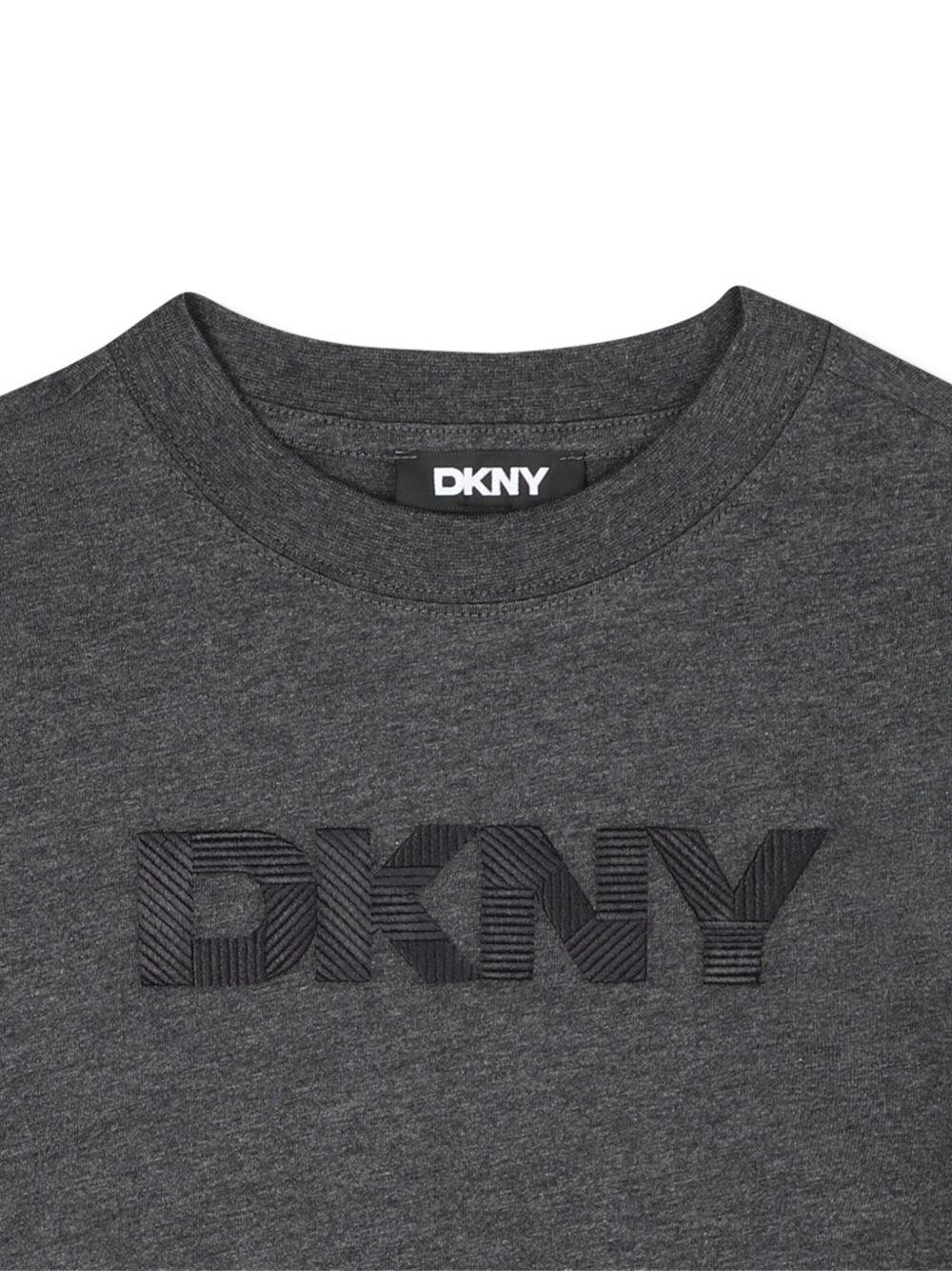 T-shirt per bambino Dkny Kids grigia con design con logo a contrasto - Rubino Kids