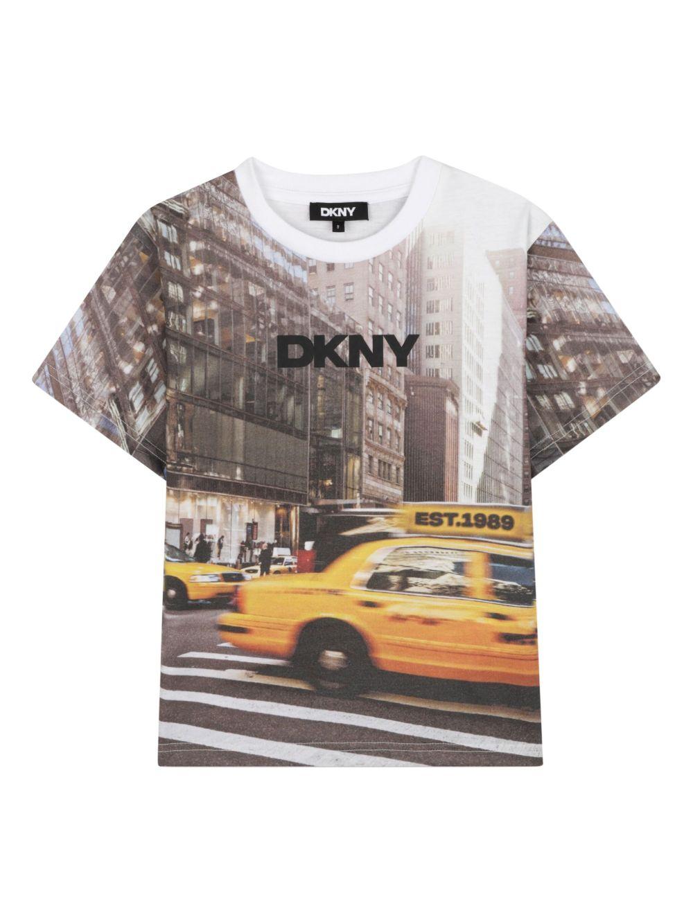 T-shirt per bambino Dkny multicolore con stampa - Rubino Kids