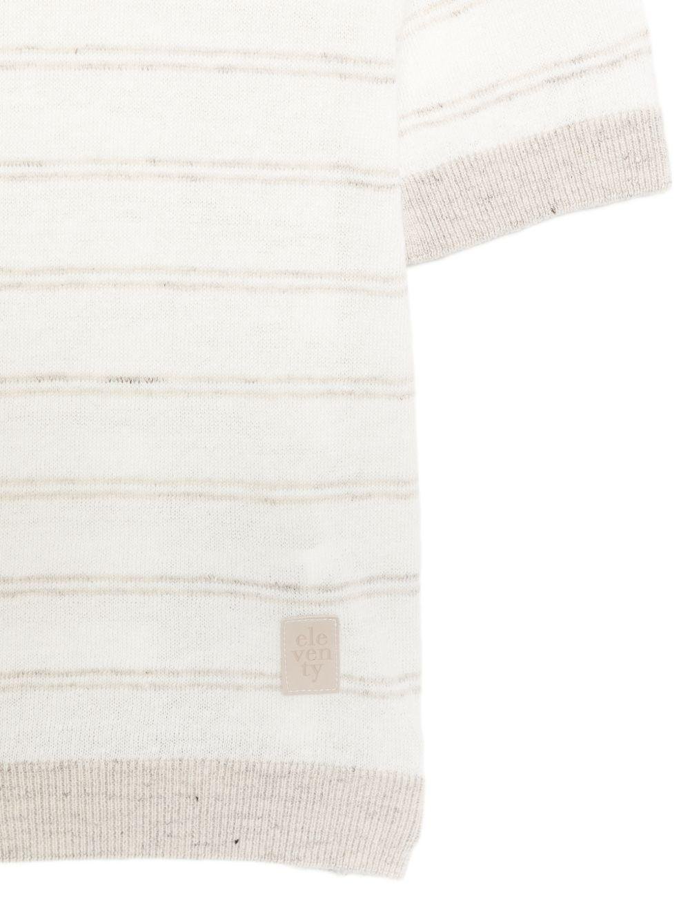 T-shirt per bambino Eleventy Kids beige con design a righe - Rubino Kids