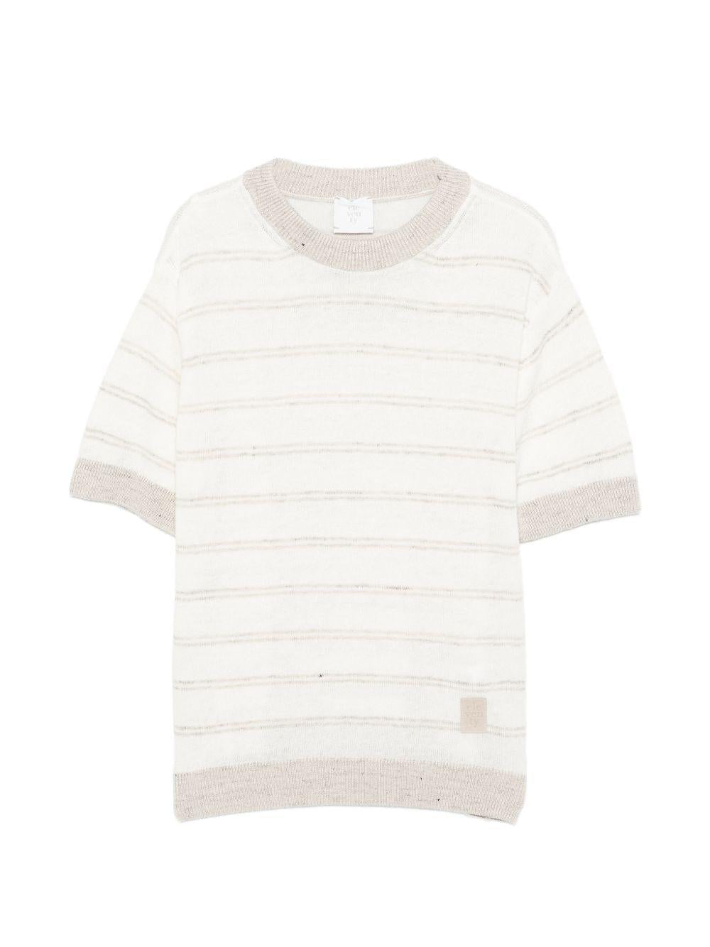 T-shirt per bambino Eleventy Kids beige con design a righe - Rubino Kids