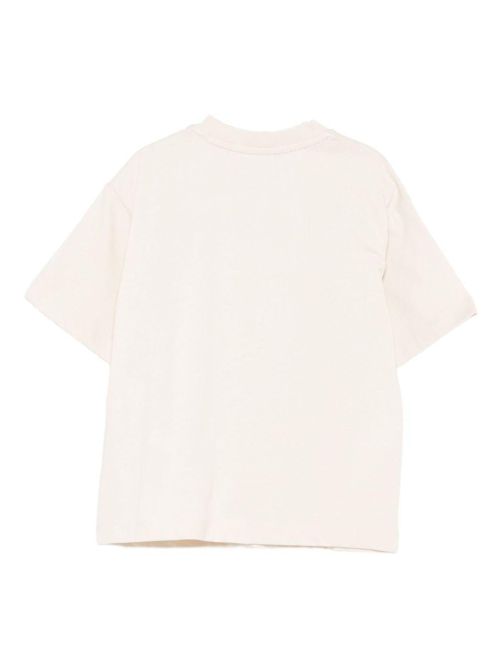 T-shirt per bambino Emporio Armani Kids beige con dettaglio logo - Rubino Kids