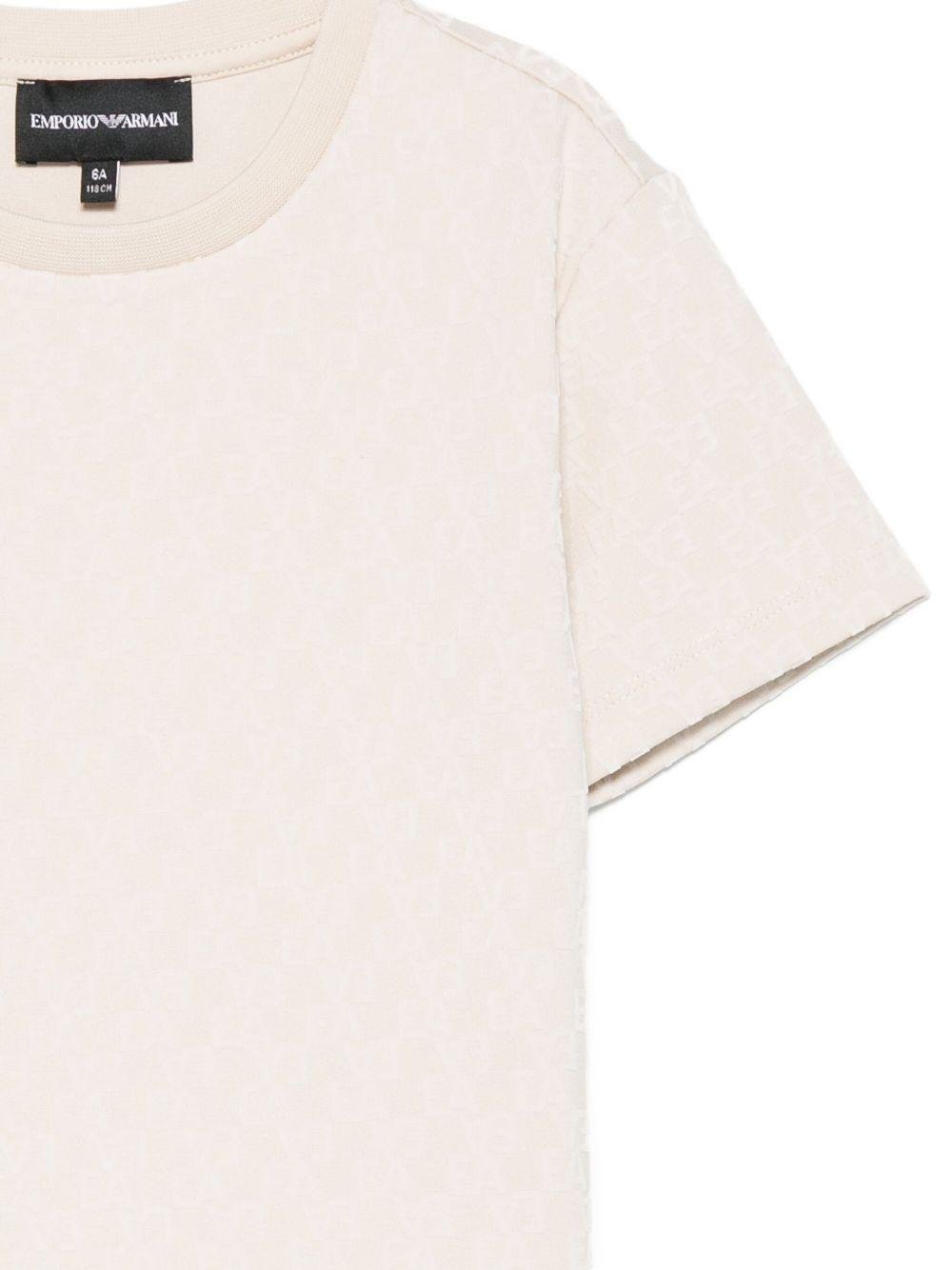 T-shirt per bambino Emporio Armani Kids beige con finitura in rilievo - Rubino Kids