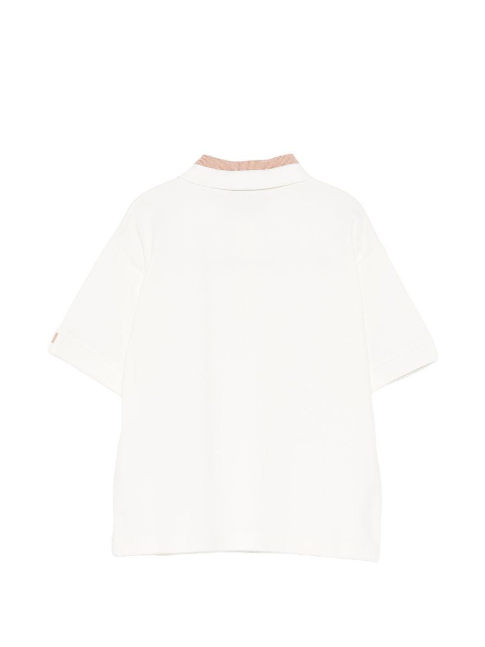 T-shirt per bambino Emporio Armani Kids beige con logo aquila sul davanti - Rubino Kids