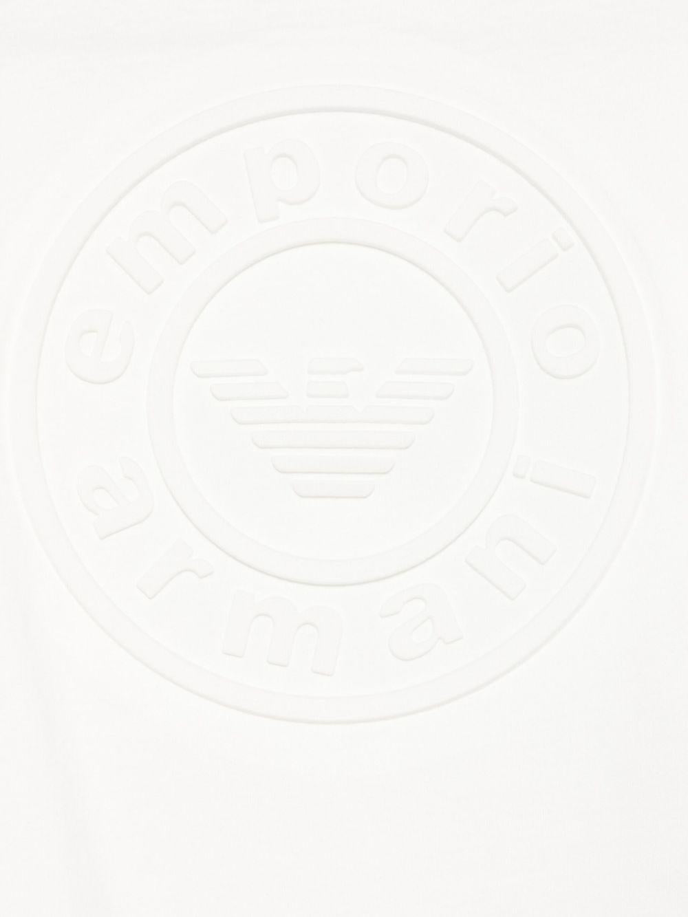 T-shirt per bambino Emporio Armani Kids bianca con logo in rilievo - Rubino Kids