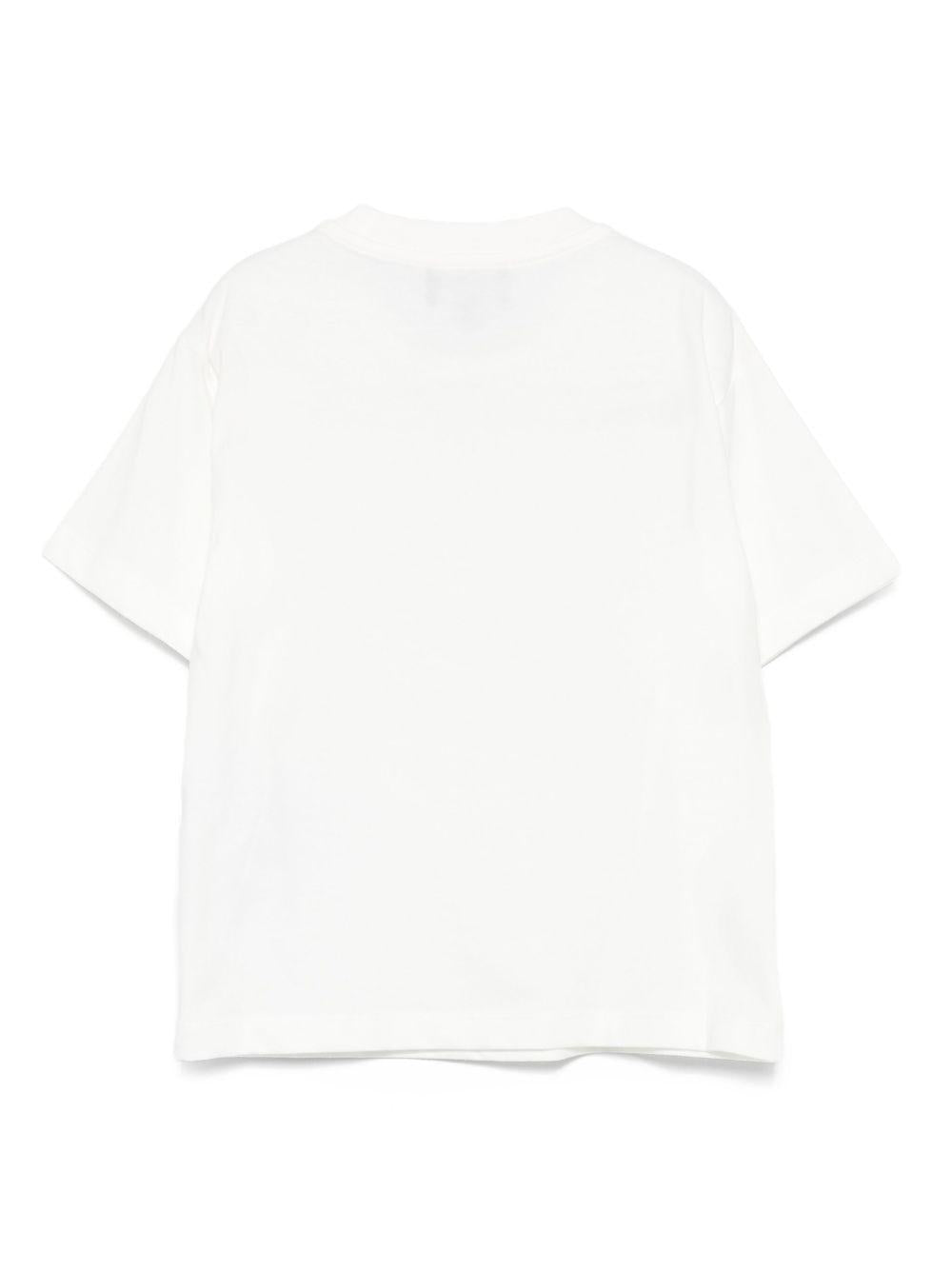 T-shirt per bambino Emporio Armani Kids bianca con logo in rilievo - Rubino Kids