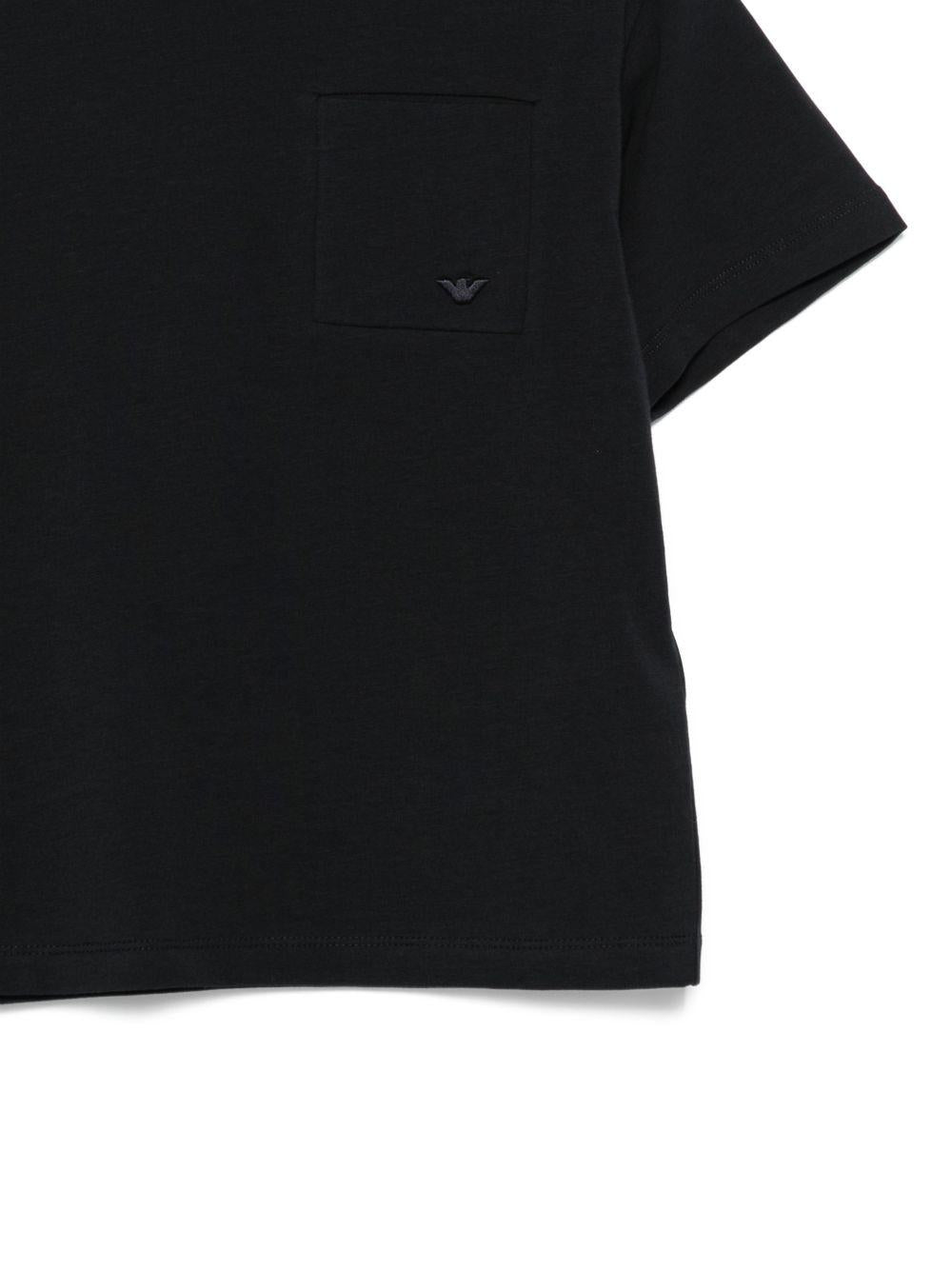 T-shirt per bambino Emporio Armani Kids blu con dettaglio logo - Rubino Kids