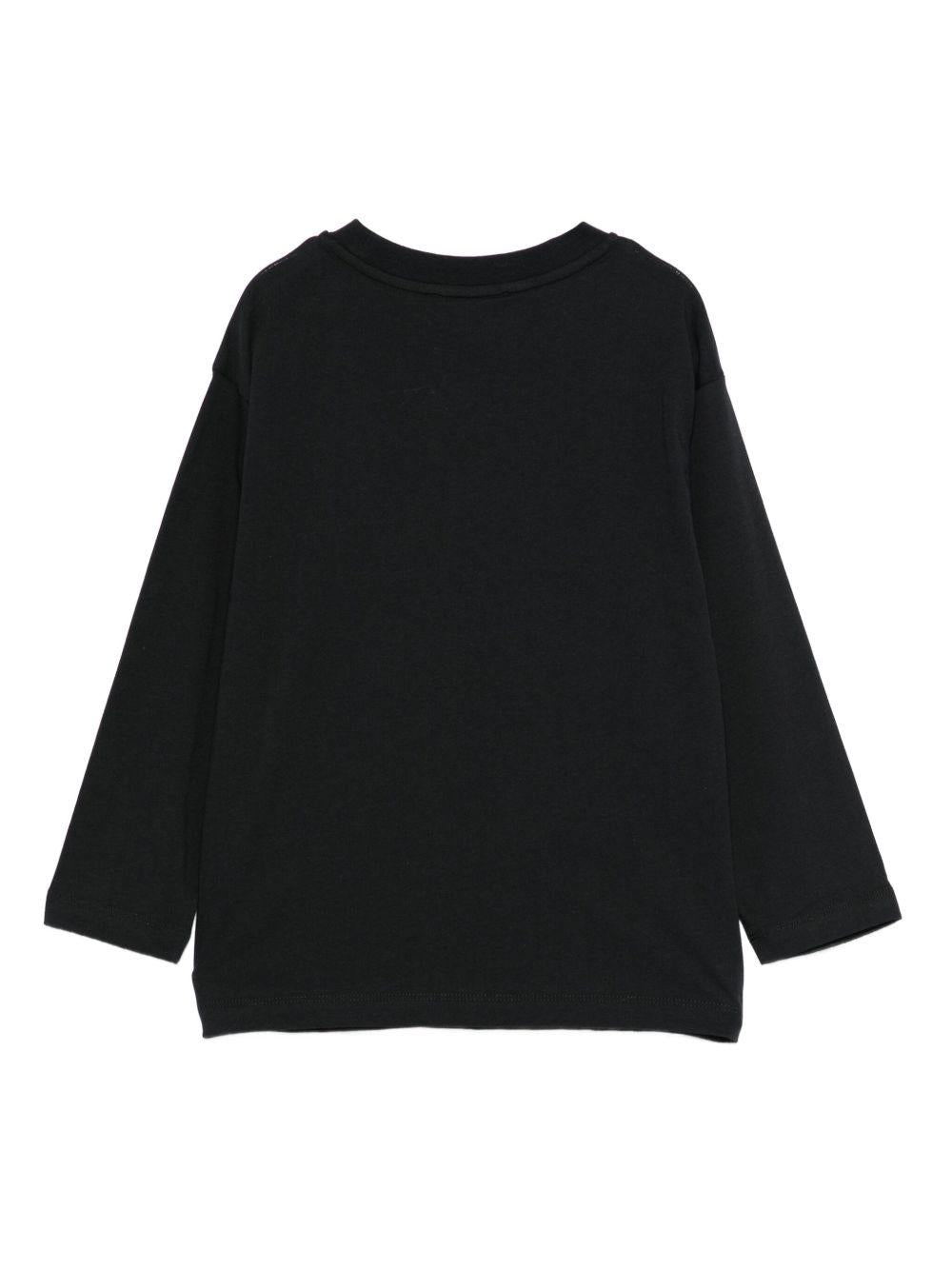 T-shirt per bambino Emporio Armani Kids nera con logo dell'aquila - Rubino Kids