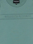 T-shirt per bambino Emporio Armani Kids verde con logo in rilievo - Rubino Kids