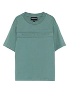 T-shirt per bambino Emporio Armani Kids verde con logo in rilievo - Rubino Kids