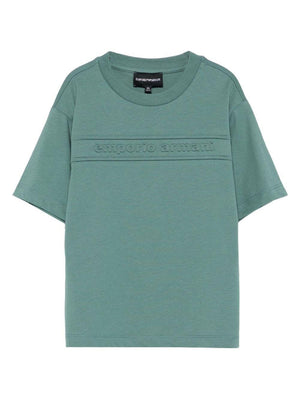 Emporio Armani Kids green T-shirt with embossed logo