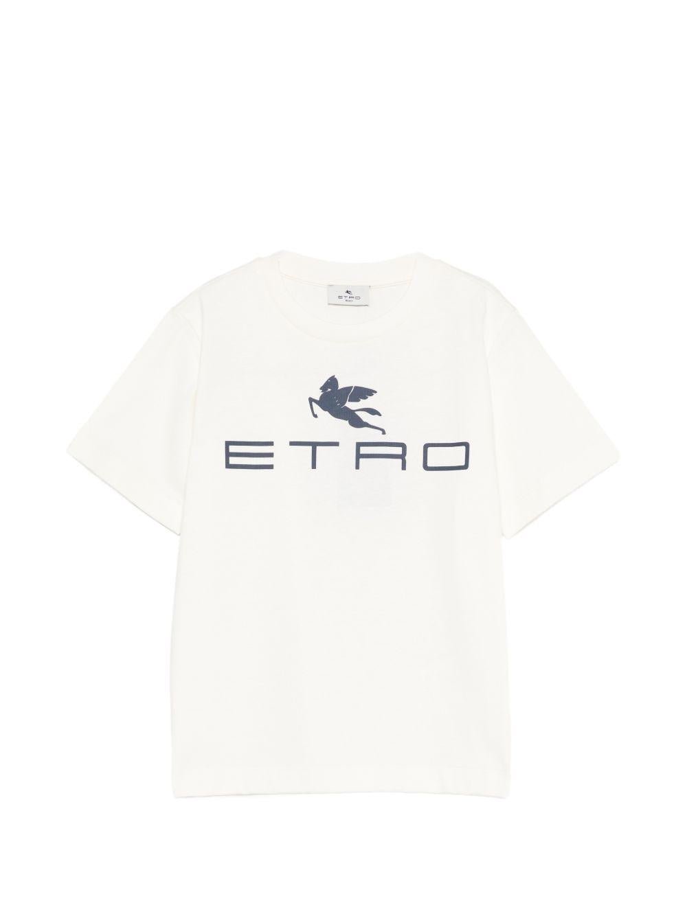 T-shirt per bambino Etro Kids beige con logo sul davanti - Rubino Kids