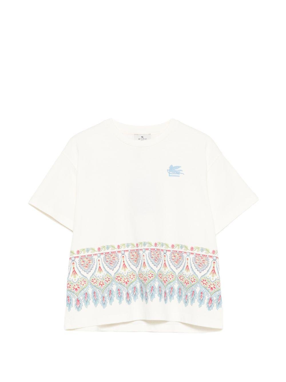 T-shirt per bambino Etro Kids bianca con stampa floreale sul davanti - Rubino Kids