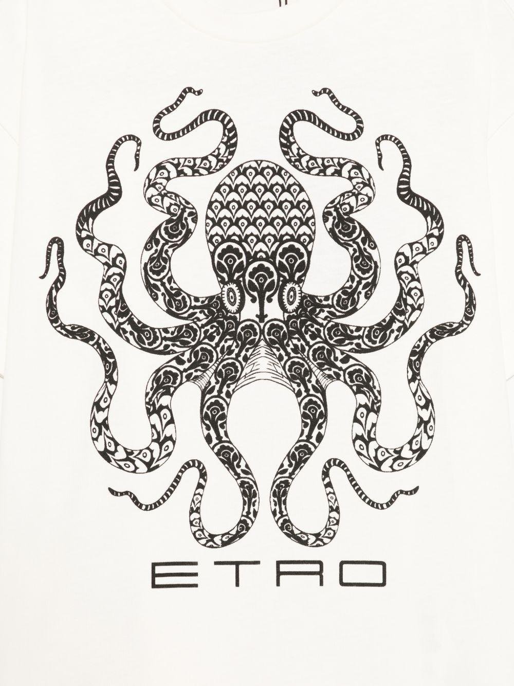 T-shirt per bambino Etro Kids bianca con stampa polpo - Rubino Kids