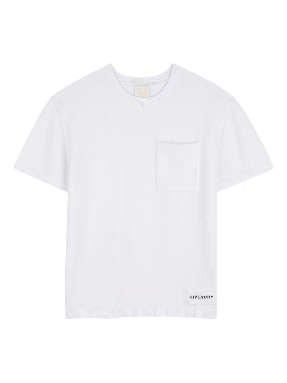 T-shirt per bambino Givenchy Kids bianca con taschino sul davanti - Rubino Kids