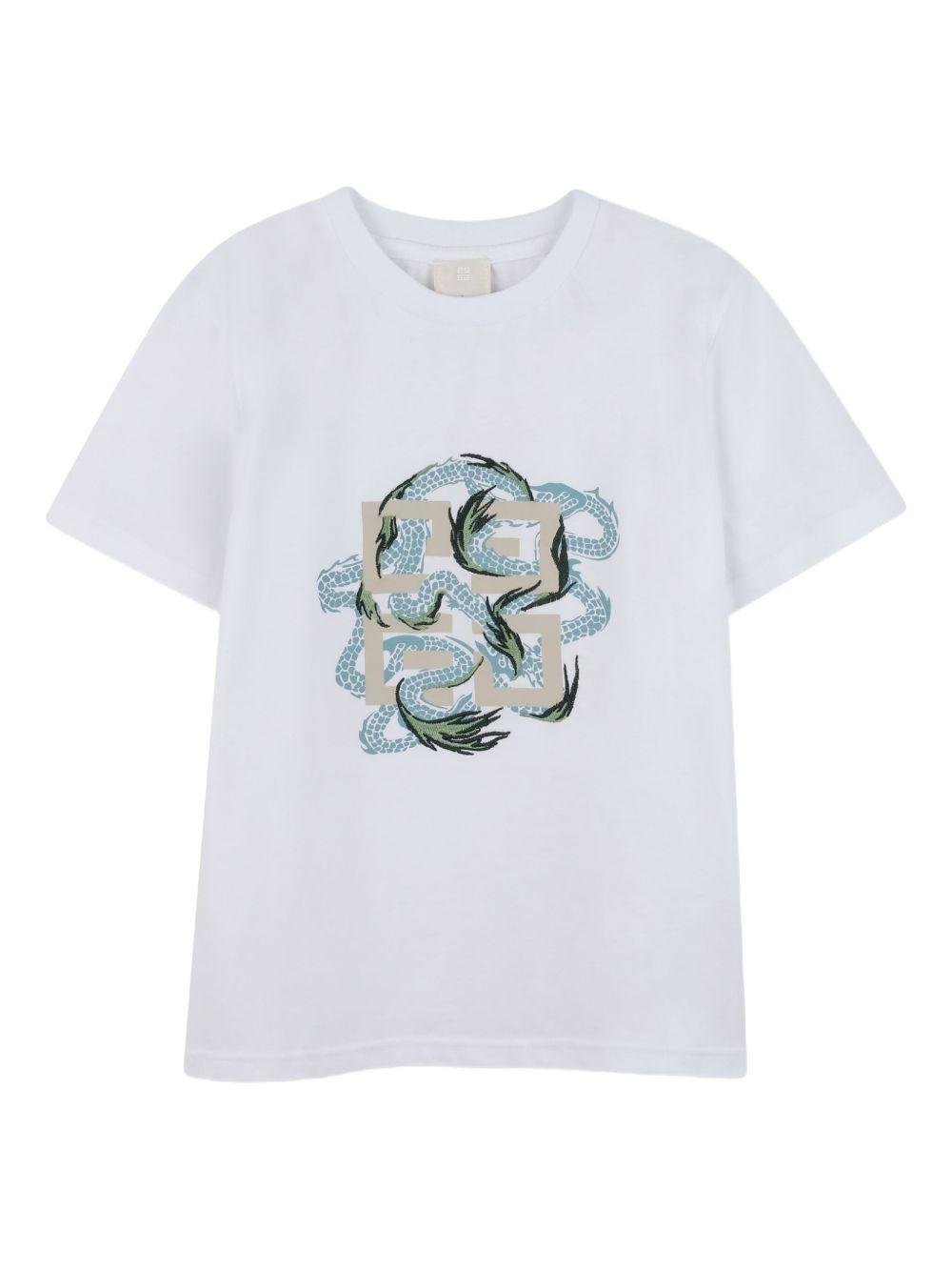 T-shirt per bambino Givenchy Kids bianco con stampa grafica - Rubino Kids