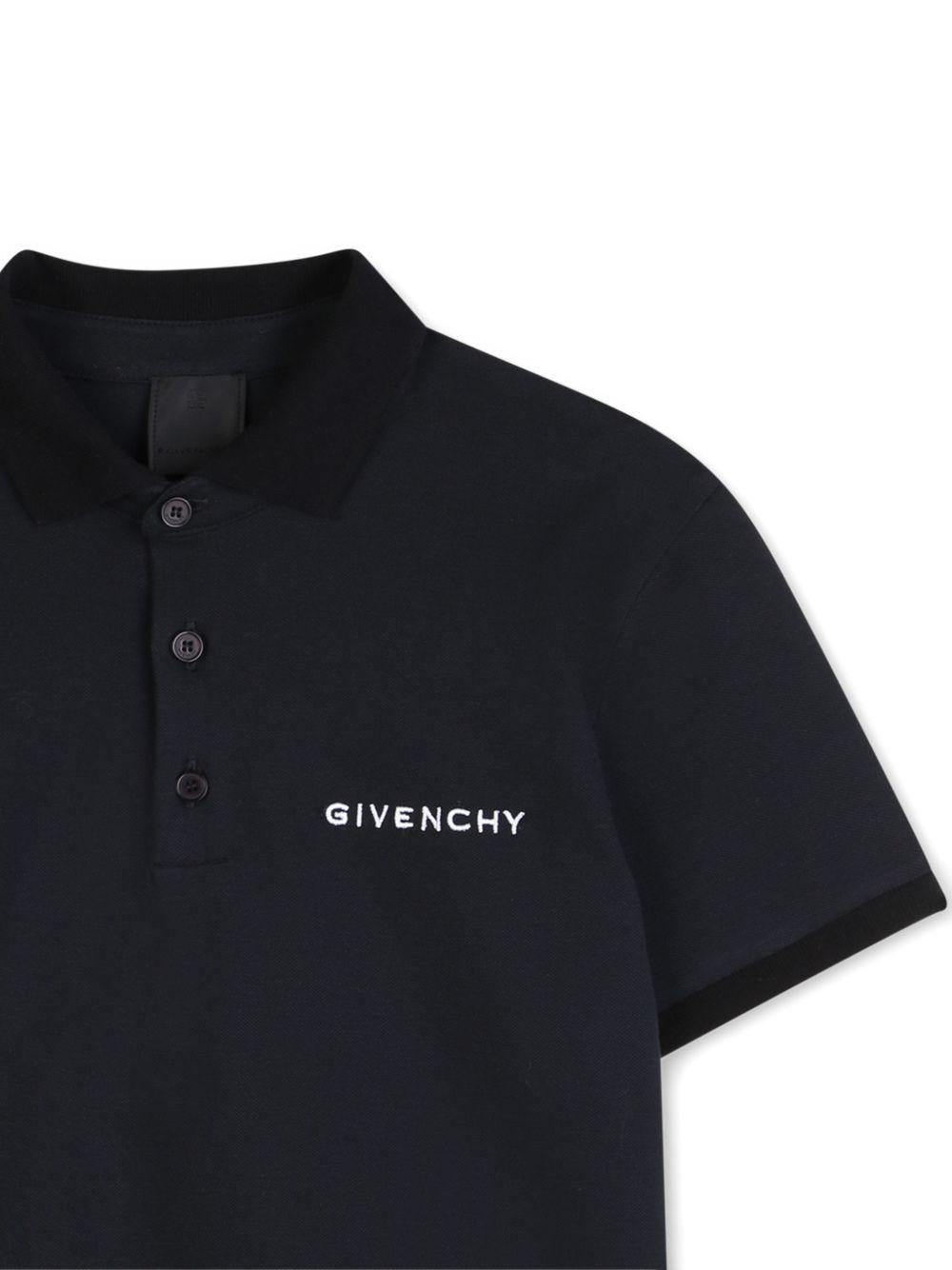 T-shirt per bambino Givenchy Kids nera con colletto stile polo - Rubino Kids
